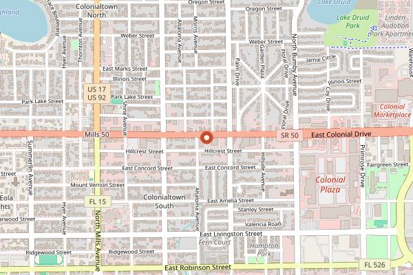 Map showing Z Asian Vietnamese Kitchen in Orlando
