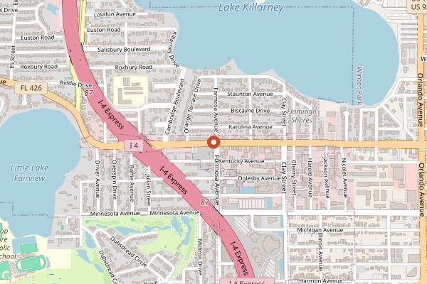 Map showing Hunger Street Tacos in Orlando