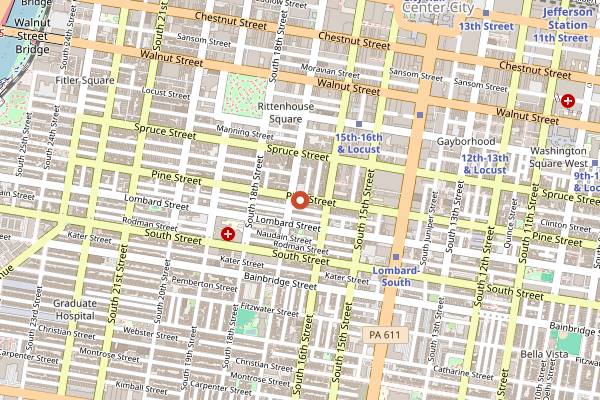 Map showing Mighty Bread Grab & Go in Philadelphia