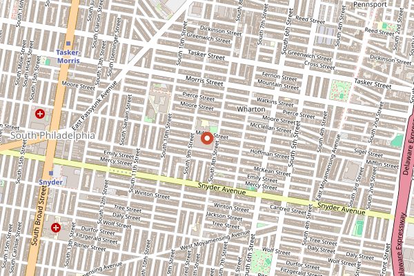 Map showing Bok Bar in Philadelphia