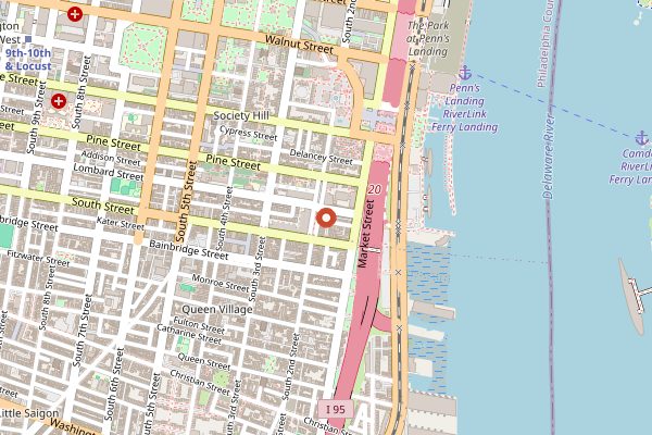 Map showing The Twisted Tail in Philadelphia