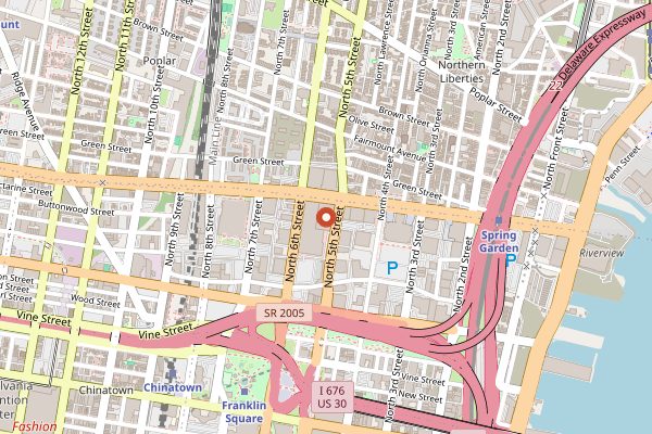 Map showing Yards Brewing Company in Philadelphia