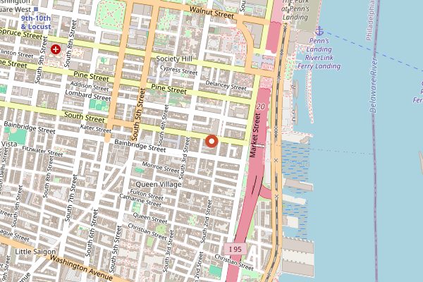 Map showing Green Eggs Cafe in Philadelphia
