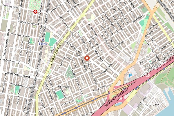 Map showing ReAnimator Coffee Fishtown in Philadelphia