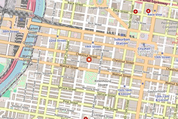 Map showing K'Far in Philadelphia