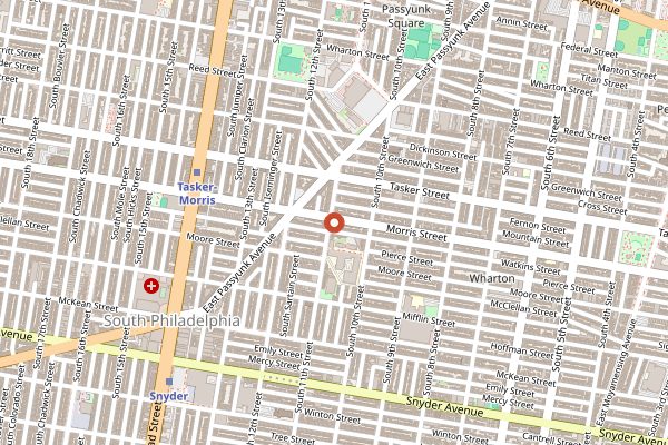 Map showing Mike's BBQ in Philadelphia