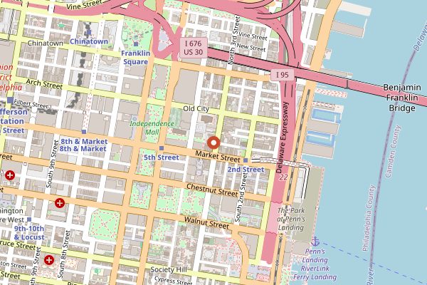Map showing Old City Kitchen in Philadelphia