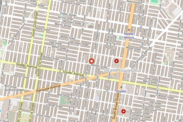 Map showing Miss Rachel's Pantry in Philadelphia