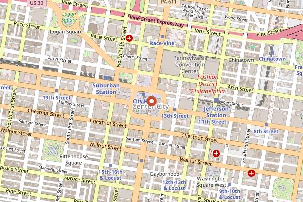 Map showing Christmas Village in Philadelphia in Philadelphia