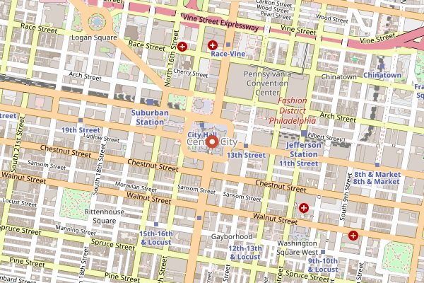 Map showing Center City Restaurant Week in Philadelphia