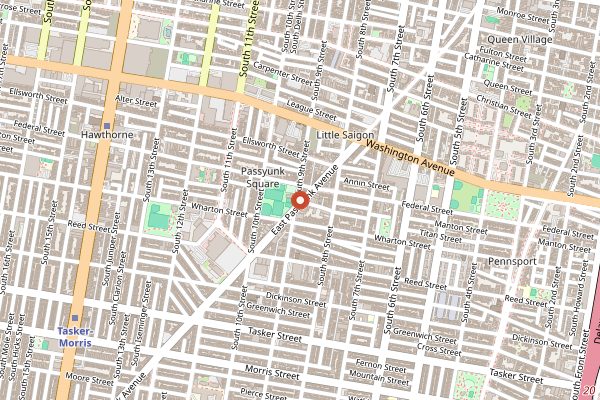 Map showing Geno's Steaks in Philadelphia