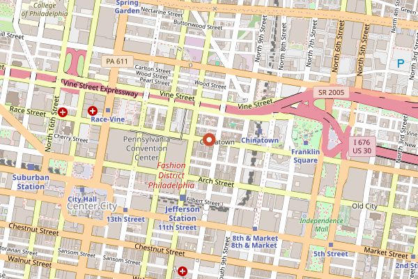 Map showing Hop Sing Laundromat in Philadelphia