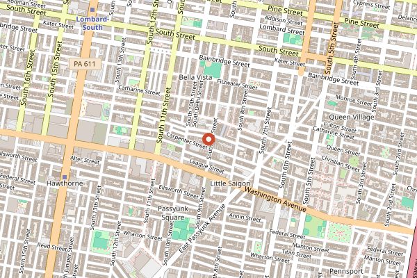 Map showing Di Bruno Bros. (Italian Market) in Philadelphia