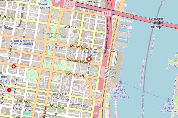 Map showing 48 Record Bar in Philadelphia