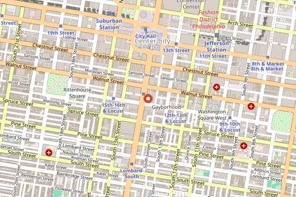 Map showing Attico Rooftop in Philadelphia