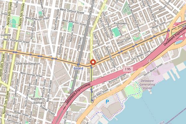Map showing Johnny Brenda's in Philadelphia