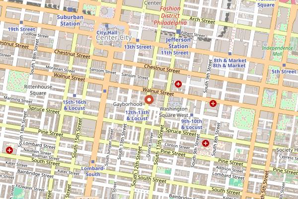 Map showing Knock Restaurant and Bar in Philadelphia