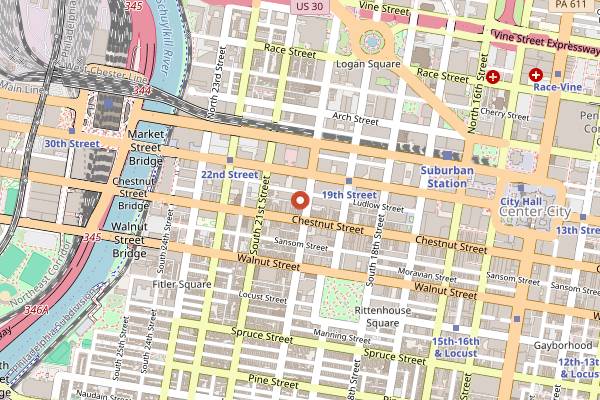 Map showing Ranstead Room in Philadelphia