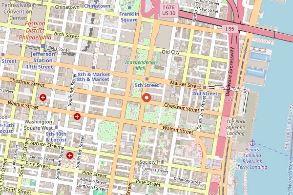Map showing Stratus Rooftop Lounge in Philadelphia