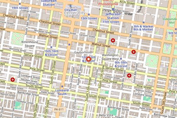Map showing Tavern on Camac in Philadelphia