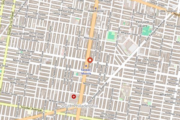 Map showing The Dolphin Tavern in Philadelphia