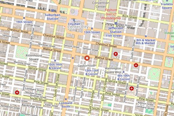 Map showing Woody's in Philadelphia