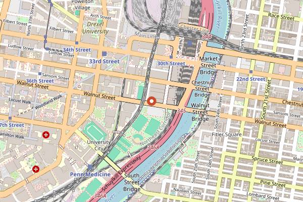 Map showing World Cafe Live in Philadelphia