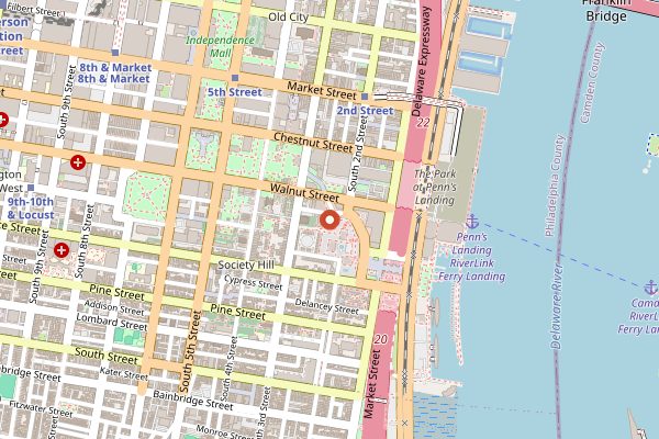Map showing Zahav in Philadelphia