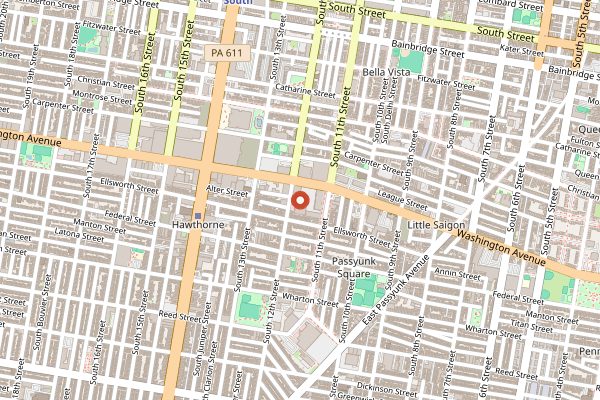 Map showing Pho 75 in Philadelphia