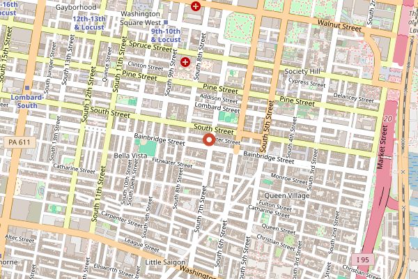 Map showing Good King Tavern in Philadelphia