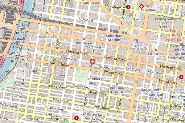 Map showing Tria Cafe Rittenhouse in Philadelphia