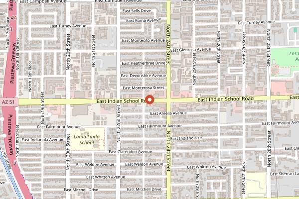 Map showing La Purisima Bakery in Phoenix