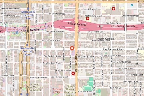 Map showing Tammie Coe Cakes & MJ Bread in Phoenix