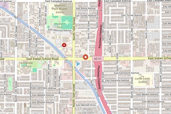 Map showing Nogales Hot Dogs in Phoenix