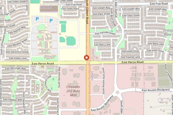 Map showing Gilbert Farmers Market in Phoenix
