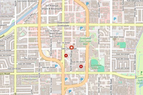 Map showing Old Town Scottsdale Farmers Market in Phoenix