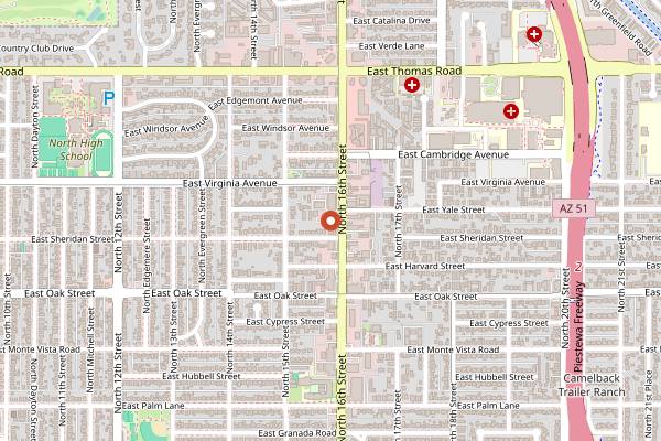 Map showing TEG Torta Shop in Phoenix