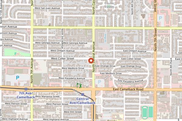 Map showing Postino Central in Phoenix