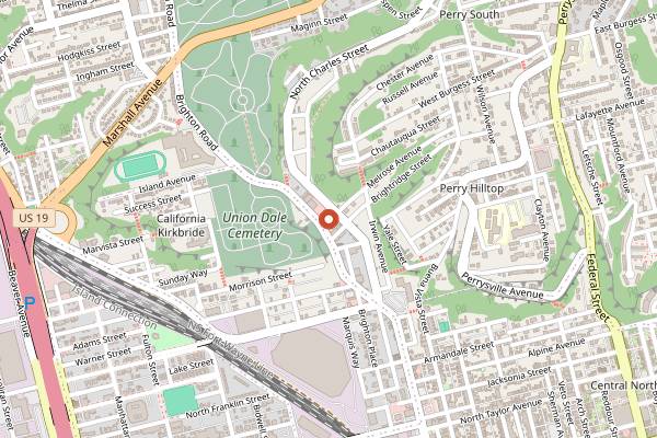 Map showing Breadworks Bakery in Pittsburgh