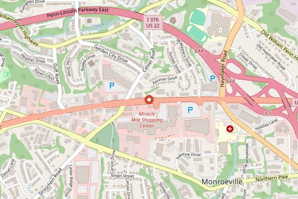 Map showing Moio's Italian Pastry Shop in Pittsburgh