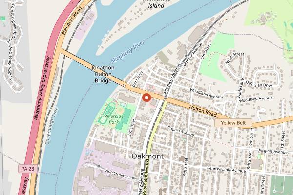 Map showing Oakmont Bakery in Pittsburgh