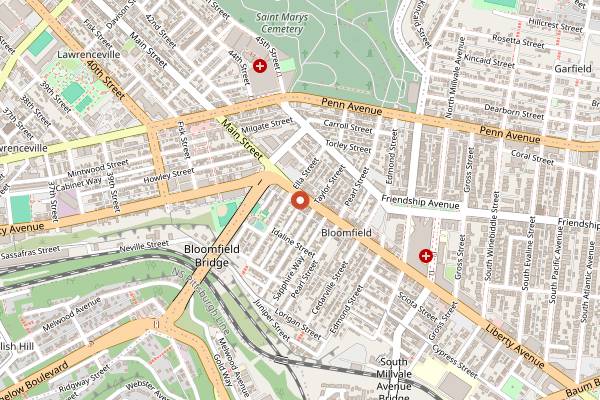 Map showing Phat Bagel in Pittsburgh