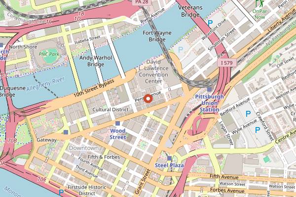 Map showing Bridges & Bourbon in Pittsburgh