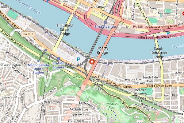 Map showing The Finch in Pittsburgh