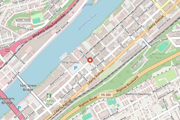 Map showing Wigle Whiskey in Pittsburgh
