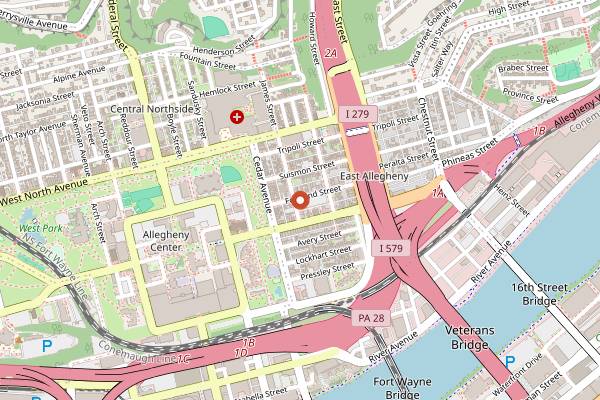 Map showing Allegheny City Brewing in Pittsburgh