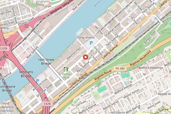 Map showing De Fer Coffee & Tea in Pittsburgh