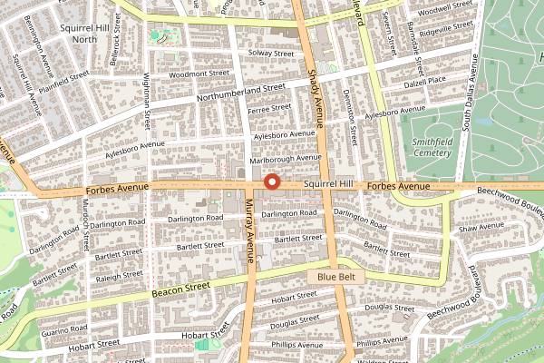 Map showing Commonplace Coffee (Squirrel Hill) in Pittsburgh