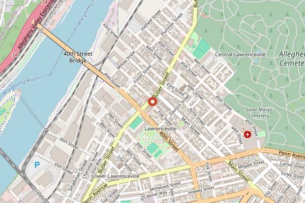 Map showing Convive Coffee Roastery in Pittsburgh