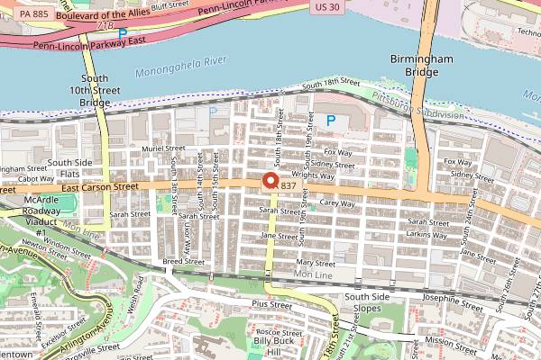 Map showing Delanie's Coffee in Pittsburgh